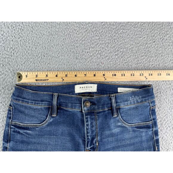 PacSun Jeans Womens 28 Medium Blue Super Stretch Denim Ankle Jeggings Frayed Hem - Picture 4 of 9